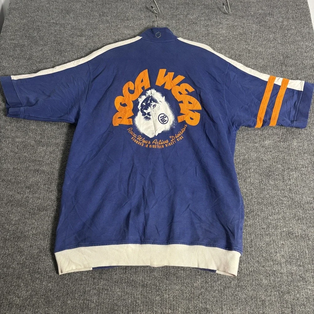 Vintage Rocawear Jacket Mens Large Blue RW Active Short‎ Sleeve Graphic 2000s